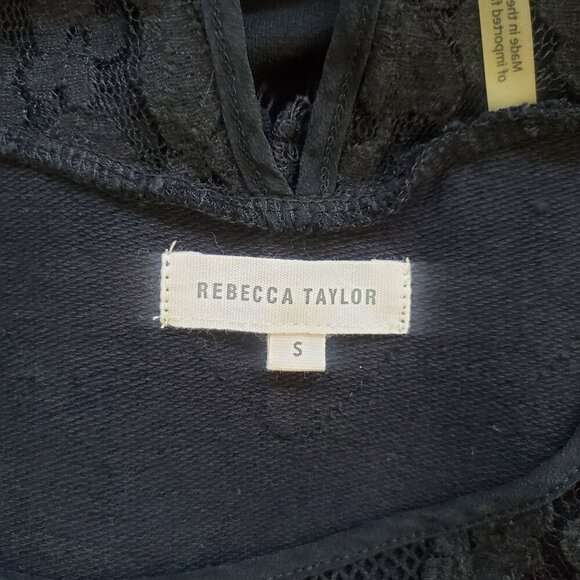 Rebecca Taylor Black Lace & Mesh Lightweight Sleeveless Top Blouse Small (A-10) - Picture 6 of 10